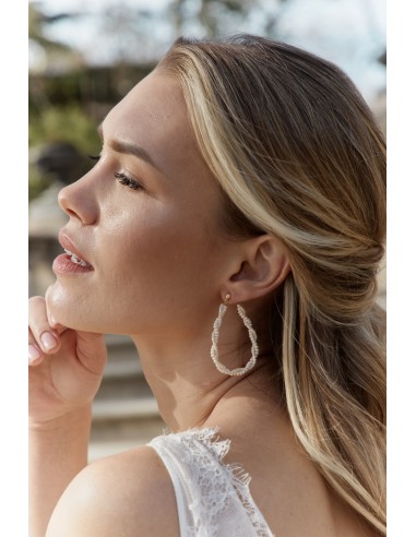 Etourneau - Oval wedding hoop earrings with seed beads la colonne vertébrale