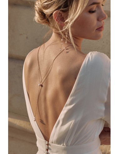 Mesange - Wedding back necklace in natural pearls store